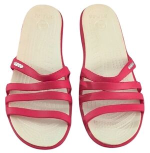 CROCS Women's Red Strappy Sandals Size 10 Fuscia Pink